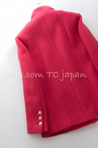 CHANEL 20A Coral Pink Wool Double Stand Collar Jacket Coat 38 40 シャネル コーラル ピンク ウール ダブル スタンド カラー コート ジャケット 即発
