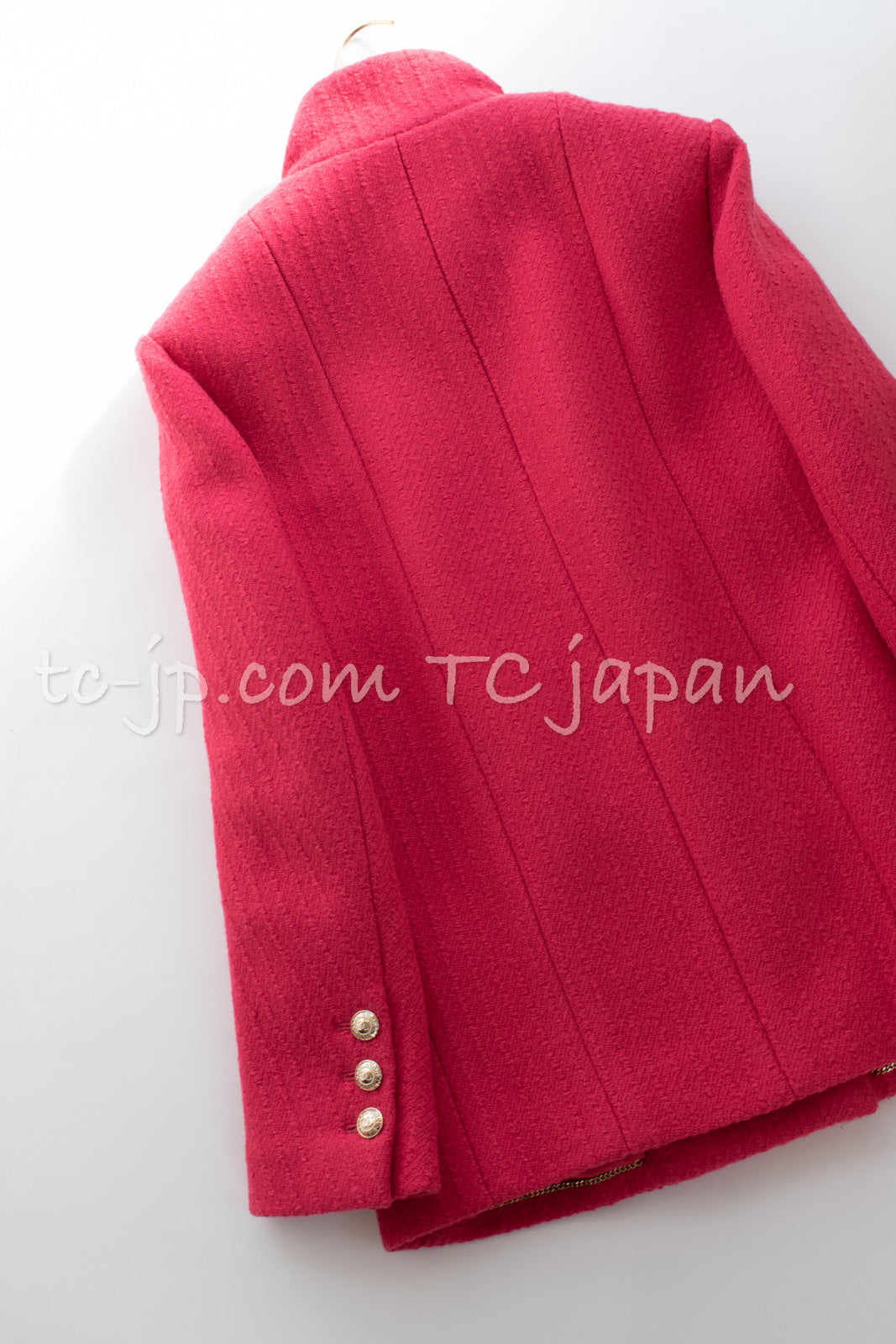 CHANEL 20A Coral Pink Wool Double Stand Collar Jacket Coat 38 40 シャネル コーラル ピンク ウール ダブル スタンド カラー コート ジャケット 即発