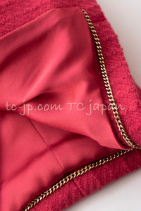 CHANEL 20A Coral Pink Wool Double Stand Collar Jacket Coat 38 40 シャネル コーラル ピンク ウール ダブル スタンド カラー コート ジャケット 即発