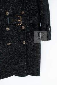 CHANEL 19PF Black Gold Belt Wool Coat 34 36 シャネル ブラック ゴールド ベルト付き ウール コート 即発