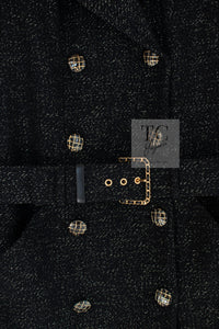 CHANEL 19PF Black Gold Belt Wool Coat 34 36 シャネル ブラック ゴールド ベルト付き ウール コート 即発