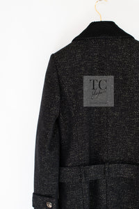 CHANEL 19PF Black Gold Belt Wool Coat 34 36 シャネル ブラック ゴールド ベルト付き ウール コート 即発