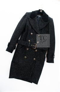 CHANEL 19PF Black Gold Belt Wool Coat 34 36 シャネル ブラック ゴールド ベルト付き ウール コート 即発