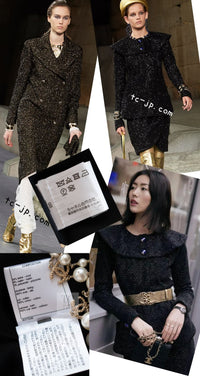 CHANEL 19PF Black Gold Belt Wool Coat 34 36 シャネル ブラック ゴールド ベルト付き ウール コート 即発