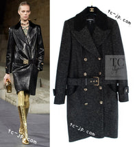 CHANEL 19PF Black Gold Belt Wool Coat 34 36 シャネル ブラック ゴールド ベルト付き ウール コート 即発