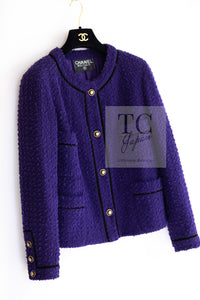 CHANEL 93A Vintage Purple Wool Tweed Jacket Skirt Suit 38 40 42 シャネル ヴィンテージ プラム パープル ウール ツイード ジャケット スカート スーツ 即発