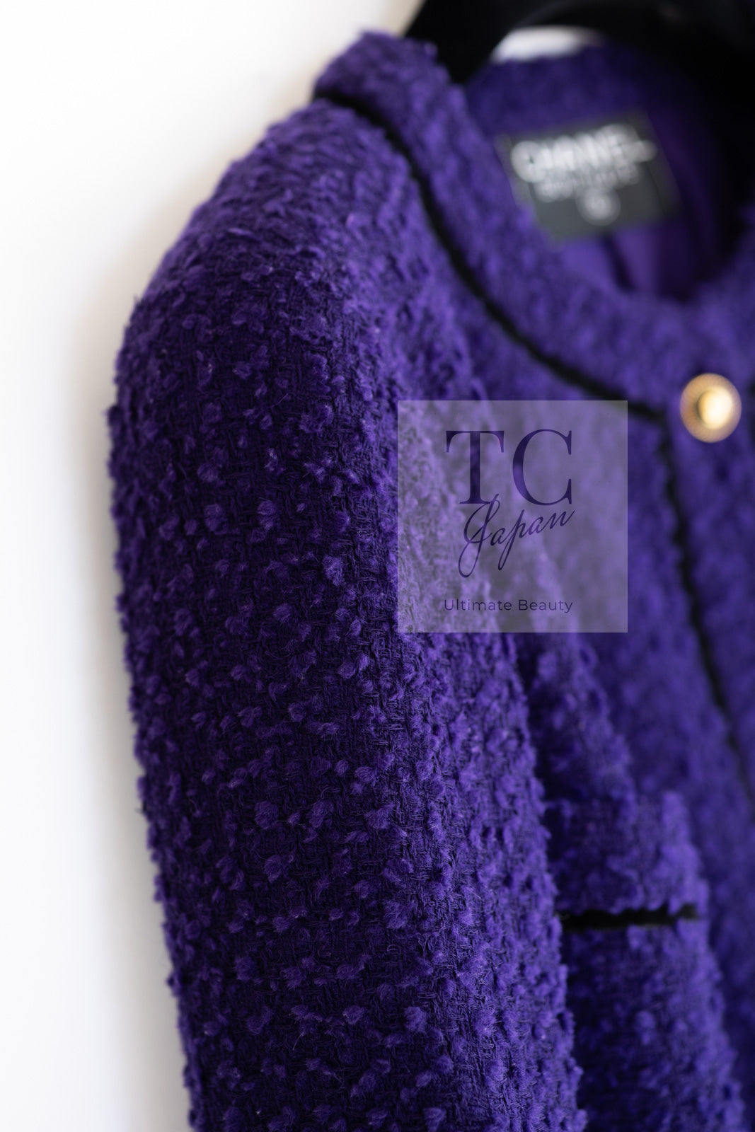 CHANEL 93A Vintage Purple Wool Tweed Jacket Skirt Suit 38 40 42 シャネル ヴィンテージ プラム パープル ウール ツイード ジャケット スカート スーツ 即発