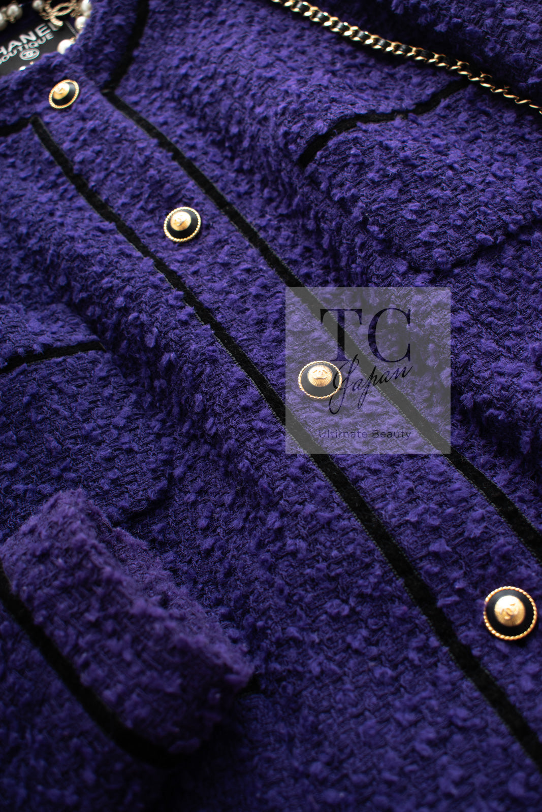 CHANEL 93A Vintage Purple Wool Tweed Jacket Skirt Suit 38 40 42 シャネル ヴィンテージ プラム パープル ウール ツイード ジャケット スカート スーツ 即発