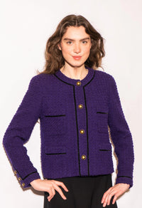 CHANEL 93A Vintage Purple Wool Tweed Jacket Skirt Suit 38 40 42 シャネル ヴィンテージ プラム パープル ウール ツイード ジャケット スカート スーツ 即発