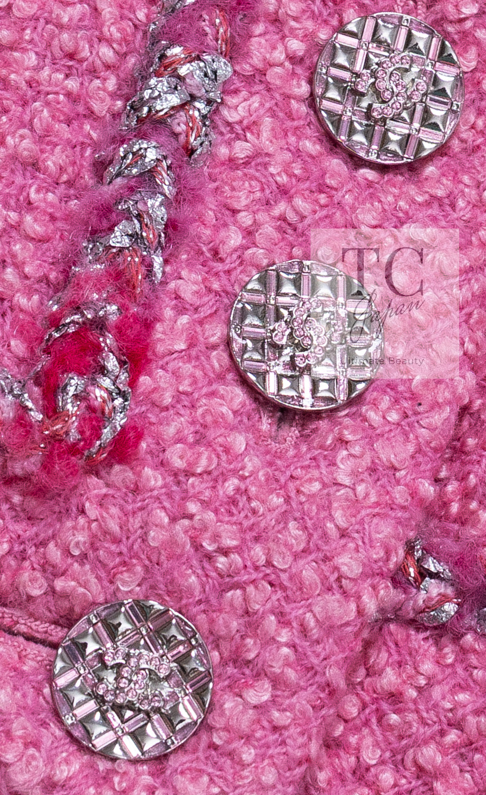 CHANEL 22PF Pink Silver Trim Wool Silk Dress Coat 36 38 シャネル ピンク ウール シルク シルバー トリム ワンピース コート 即発