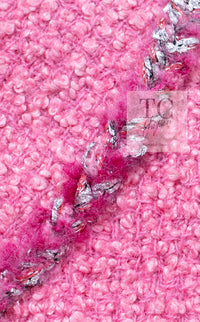 CHANEL 22PF Pink Silver Trim Wool Silk Dress Coat 36 38 シャネル ピンク ウール シルク シルバー トリム ワンピース コート 即発