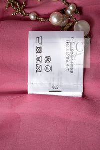 CHANEL 22PF Pink Silver Trim Wool Silk Dress Coat 36 38 シャネル ピンク ウール シルク シルバー トリム ワンピース コート 即発