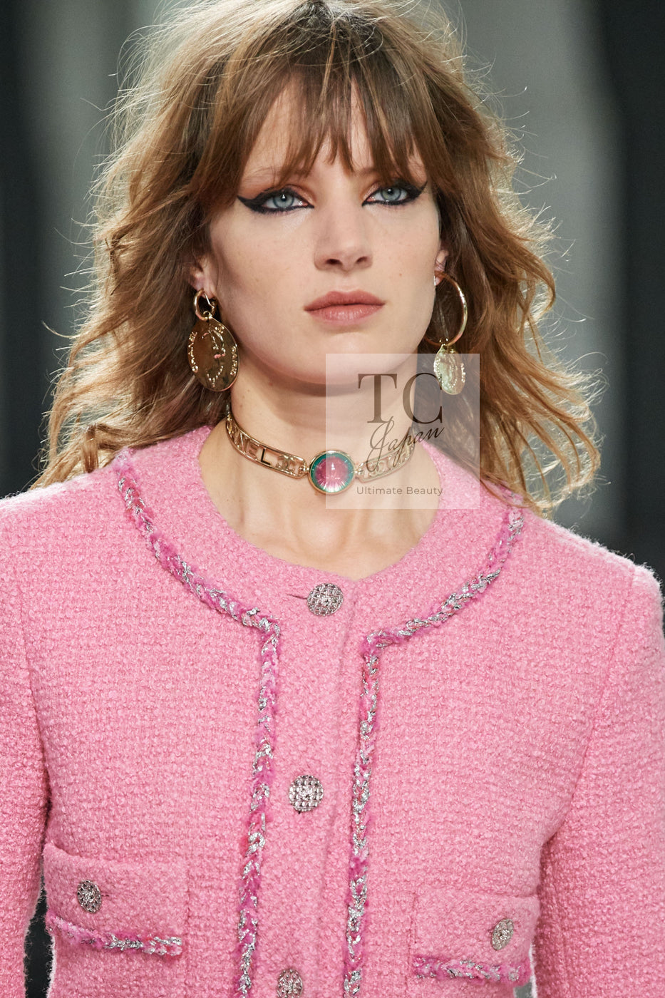 CHANEL 22PF Pink Silver Trim Wool Silk Dress Coat 36 38 シャネル ピンク ウール シルク シルバー トリム ワンピース コート 即発