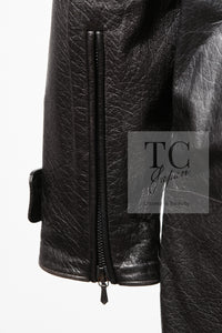 CHANEL 12A Black Motorcycle Lambskin Leather Jacket Coat 38 40 シャネル ブラック モーターサイクル ラムスキン レザー ジャケット コート 即発