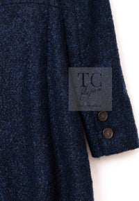 CHANEL 12A Navy Wool Alpaca CC Logo Buttons Stand Collar Double Coat 34 シャネル ネイビー ウール アルパカ CC ロゴボタン スタンドカラー ダブル コート 即発