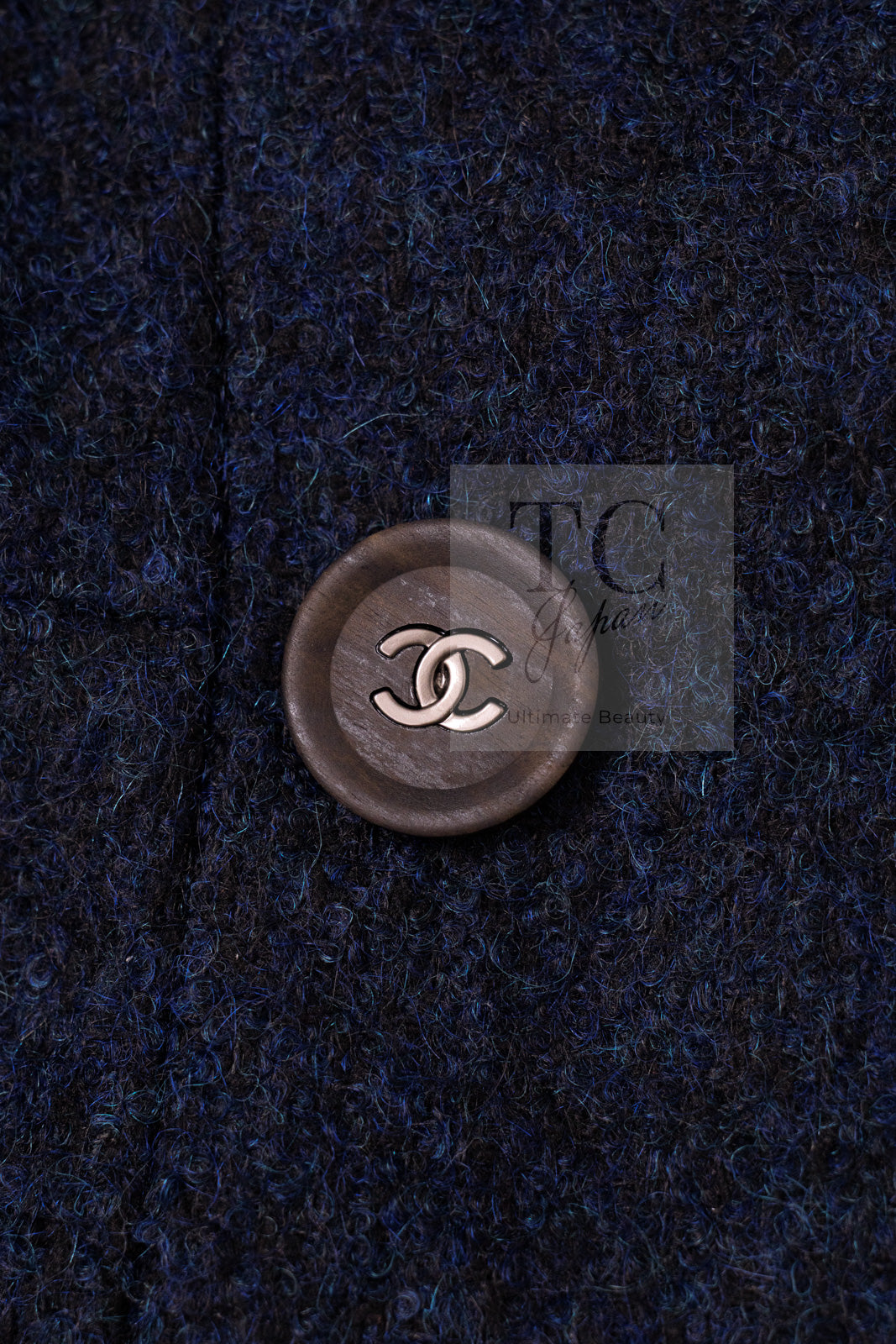 CHANEL 12A Navy Wool Alpaca CC Logo Buttons Stand Collar Double Coat 34 シャネル ネイビー ウール アルパカ CC ロゴボタン スタンドカラー ダブル コート 即発