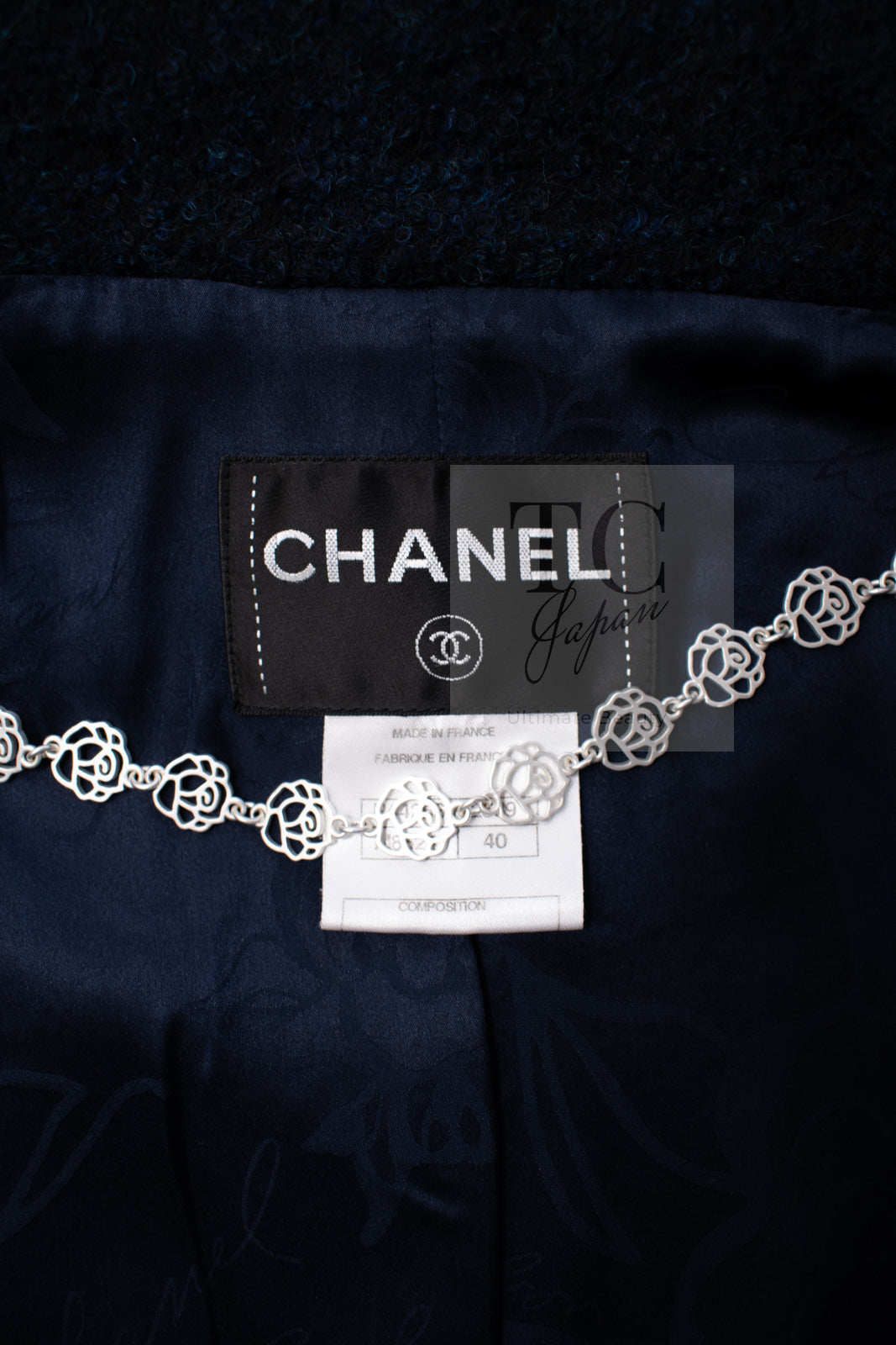 CHANEL 12A Navy Wool Alpaca CC Logo Buttons Stand Collar Double Coat 34 シャネル ネイビー ウール アルパカ CC ロゴボタン スタンドカラー ダブル コート 即発