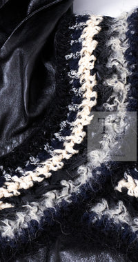 CHANEL 13B Black Lamb Leather Braid Trim Coat 38 40 シャネル ブラック ラム レザー ブレイド トリミング コート 即発