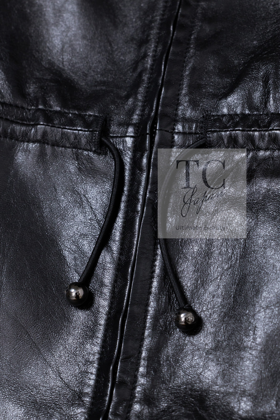 CHANEL 13B Black Lamb Leather Braid Trim Coat 38 40 シャネル ブラック ラム レザー ブレイド トリミング コート 即発