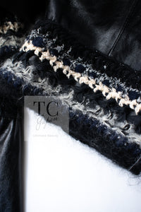 CHANEL 13B Black Lamb Leather Braid Trim Coat 38 40 シャネル ブラック ラム レザー ブレイド トリミング コート 即発