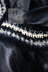 CHANEL 13B Black Lamb Leather Braid Trim Coat 38 40 シャネル ブラック ラム レザー ブレイド トリミング コート 即発