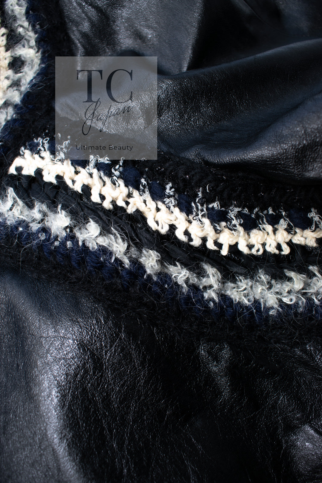 CHANEL 13B Black Lamb Leather Braid Trim Coat 38 40 シャネル ブラック ラム レザー ブレイド トリミング コート 即発