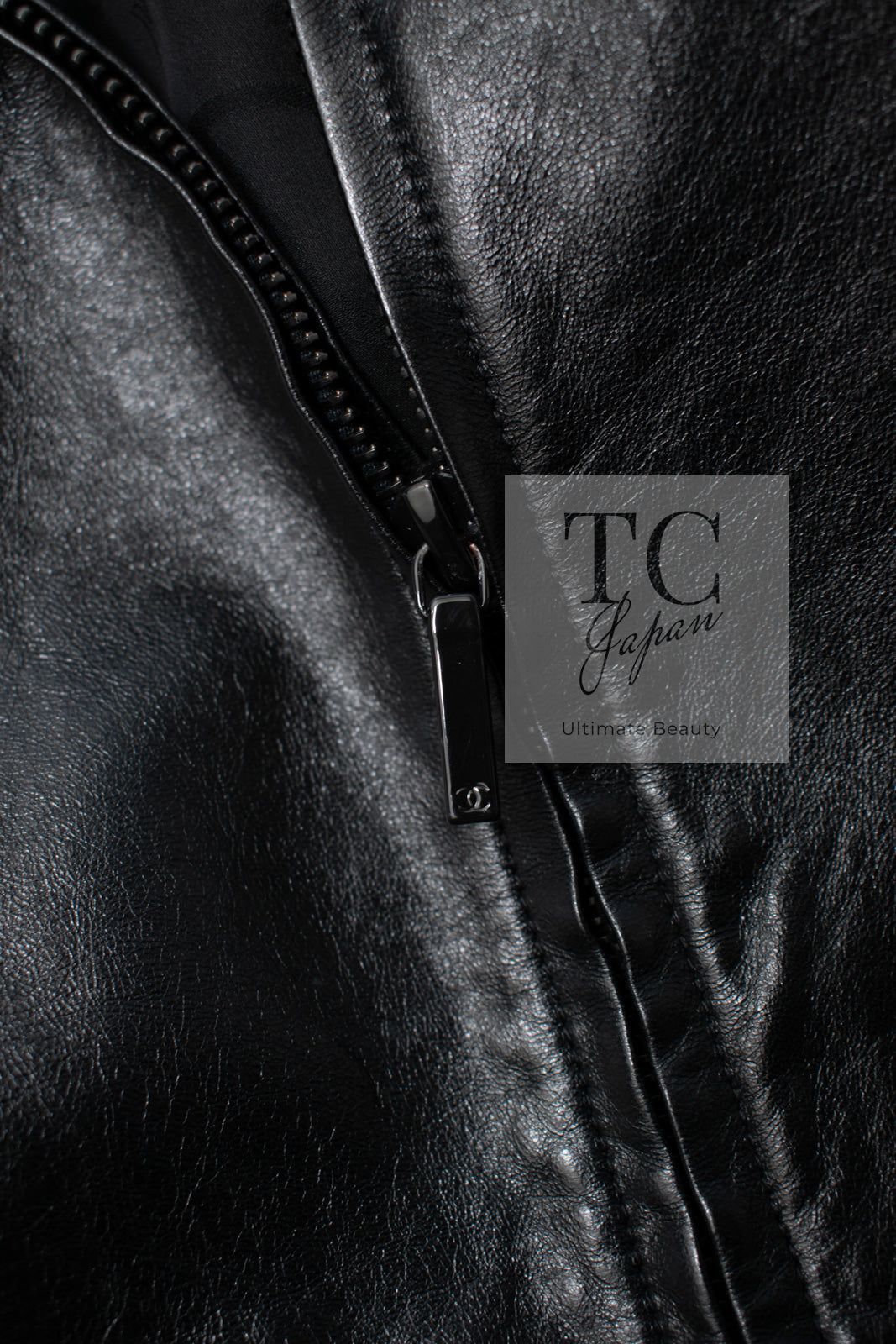 CHANEL 13B Black Lamb Leather Braid Trim Coat 38 40 シャネル ブラック ラム レザー ブレイド トリミング コート 即発