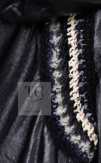 CHANEL 13B Black Lamb Leather Braid Trim Coat 38 40 シャネル ブラック ラム レザー ブレイド トリミング コート 即発