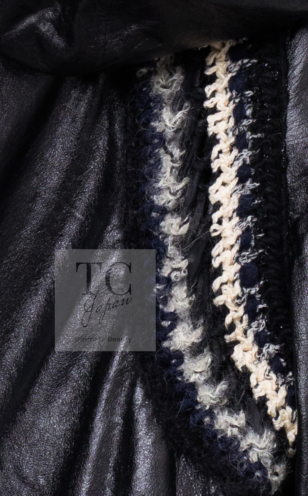 CHANEL 13B Black Lamb Leather Braid Trim Coat 38 40 シャネル ブラック ラム レザー ブレイド トリミング コート 即発
