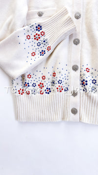CHANEL 12C Ivory Cashmere 100% Swarovski Sweater Cardigan 34 36 38 シャネル アイボリー スワロフスキー カシミア セーター カーディガン 即発
