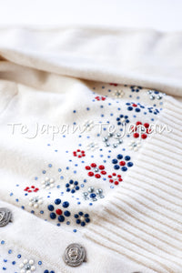 CHANEL 12C Ivory Cashmere 100% Swarovski Sweater Cardigan 34 36 38 シャネル アイボリー スワロフスキー カシミア セーター カーディガン 即発