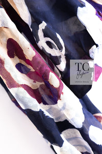 CHANEL 10C Navy Multicolor Flower Silk Blouse Jacket  38 シャネル ネイビー マルチカラー フラワー シルク100 ブラウス ジャケット