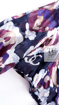 CHANEL 10C Navy Multicolor Flower Silk Blouse Jacket  38 シャネル ネイビー マルチカラー フラワー シルク100 ブラウス ジャケット