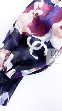 CHANEL 10C Navy Multicolor Flower Silk Blouse Jacket  38 シャネル ネイビー マルチカラー フラワー シルク100 ブラウス ジャケット