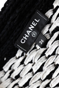 CHANEL 18PS Black Off White Cotton Knit Jacket Cardigan Skirt Setup 36 38 シャネル ブラック オフ ホワイト コットン ニット カーディガン スカート セットアップ 即発