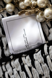 CHANEL 18PS Black Off White Cotton Knit Jacket Cardigan Skirt Setup 36 38 シャネル ブラック オフ ホワイト コットン ニット カーディガン スカート セットアップ 即発