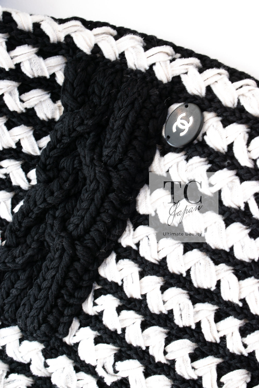 CHANEL 18PS Black Off White Cotton Knit Jacket Cardigan Skirt Setup 36 38 シャネル ブラック オフ ホワイト コットン ニット カーディガン スカート セットアップ 即発