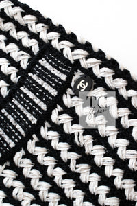 CHANEL 18PS Black Off White Cotton Knit Jacket Cardigan Skirt Setup 36 38 シャネル ブラック オフ ホワイト コットン ニット カーディガン スカート セットアップ 即発