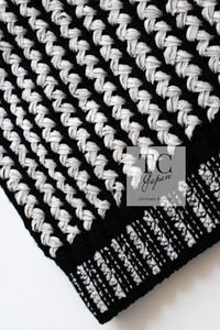 CHANEL 18PS Black Off White Cotton Knit Jacket Cardigan Skirt Setup 36 38 シャネル ブラック オフ ホワイト コットン ニット カーディガン スカート セットアップ 即発