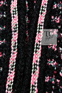 CHANEL 12S Pink Black Chain Cotton Knit Cardigan 36 38 シャネル ピンク ブラック チェーン コットン ニット カーディガン 即発