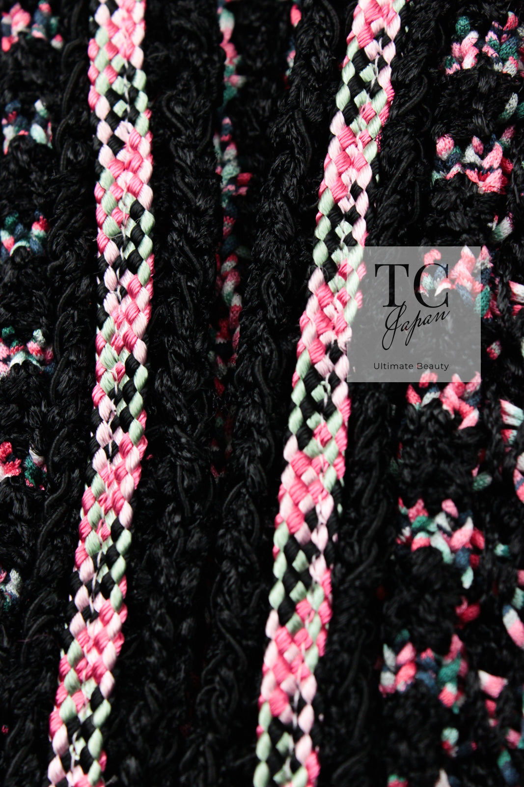 CHANEL 12S Pink Black Chain Cotton Knit Cardigan 36 38 シャネル ピンク ブラック チェーン コットン ニット カーディガン 即発
