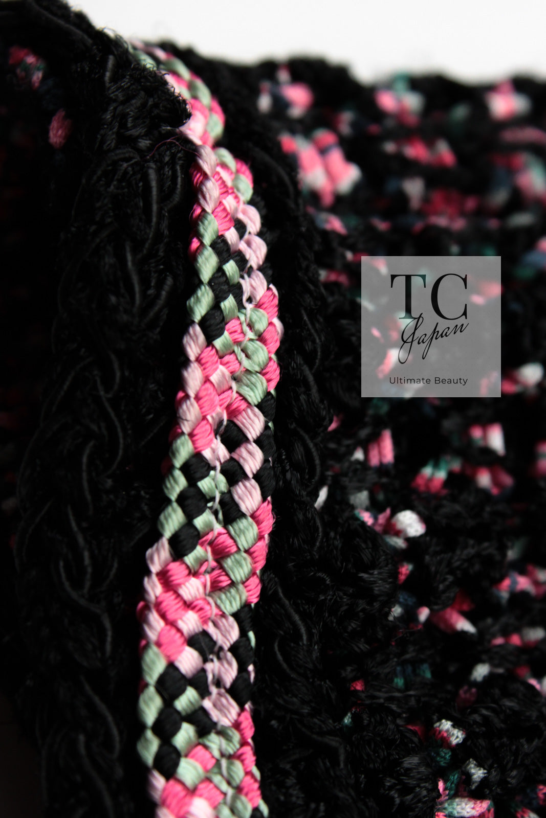 CHANEL 12S Pink Black Chain Cotton Knit Cardigan 36 38 シャネル ピンク ブラック チェーン コットン ニット カーディガン 即発