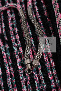 CHANEL 12S Pink Black Chain Cotton Knit Cardigan 36 38 シャネル ピンク ブラック チェーン コットン ニット カーディガン 即発