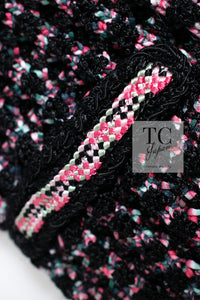 CHANEL 12S Pink Black Chain Cotton Knit Cardigan 36 38 シャネル ピンク ブラック チェーン コットン ニット カーディガン 即発