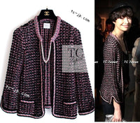 CHANEL 12S Pink Black Chain Cotton Knit Cardigan 36 38 シャネル ピンク ブラック チェーン コットン ニット カーディガン 即発