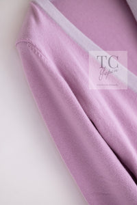 CHANEL 23S Puple Pink CC Logo Buttons Cashmere Knit Cardigan 38 40 シャネル パープル ピンク ココ マーク ボタン カシミヤ 100% ニット カーディガン 即発
