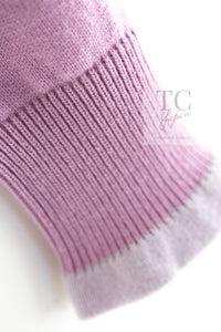 CHANEL 23S Puple Pink CC Logo Buttons Cashmere Knit Cardigan 38 40 シャネル パープル ピンク ココ マーク ボタン カシミヤ 100% ニット カーディガン 即発