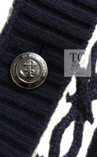 CHANEL 18PF Navy Ivory Wool Cashmere Knit Cardigan 36 38 シャネル ネイビー アイボリー ウール カシミア ケーブル ニット カーディガン 即発