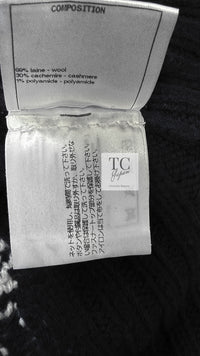 CHANEL 18PF Navy Ivory Wool Cashmere Knit Cardigan 36 38 シャネル ネイビー アイボリー ウール カシミア ケーブル ニット カーディガン 即発
