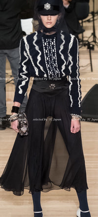 CHANEL 18PF Navy Ivory Wool Cashmere Knit Cardigan 36 38 シャネル ネイビー アイボリー ウール カシミア ケーブル ニット カーディガン 即発
